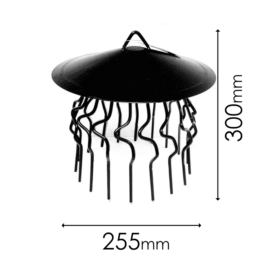 Chimney Bird Guard 3-in-1 Rain Cap & Anti Down-Draught Protection - 255mm Black (2 pcs.)