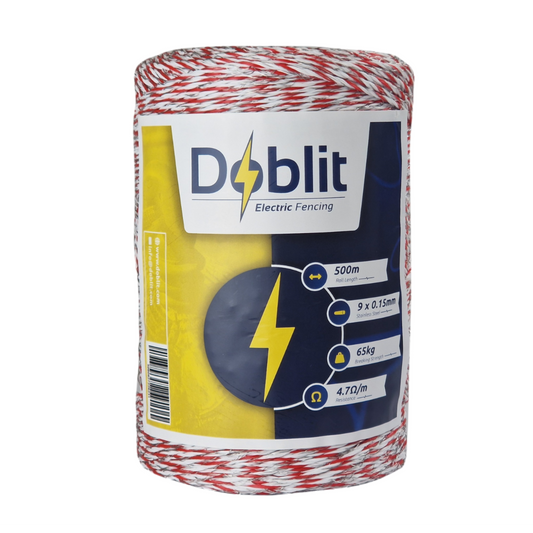 Doblit Red & White 500m 9-Strand 3mm Poly Wire Conductor