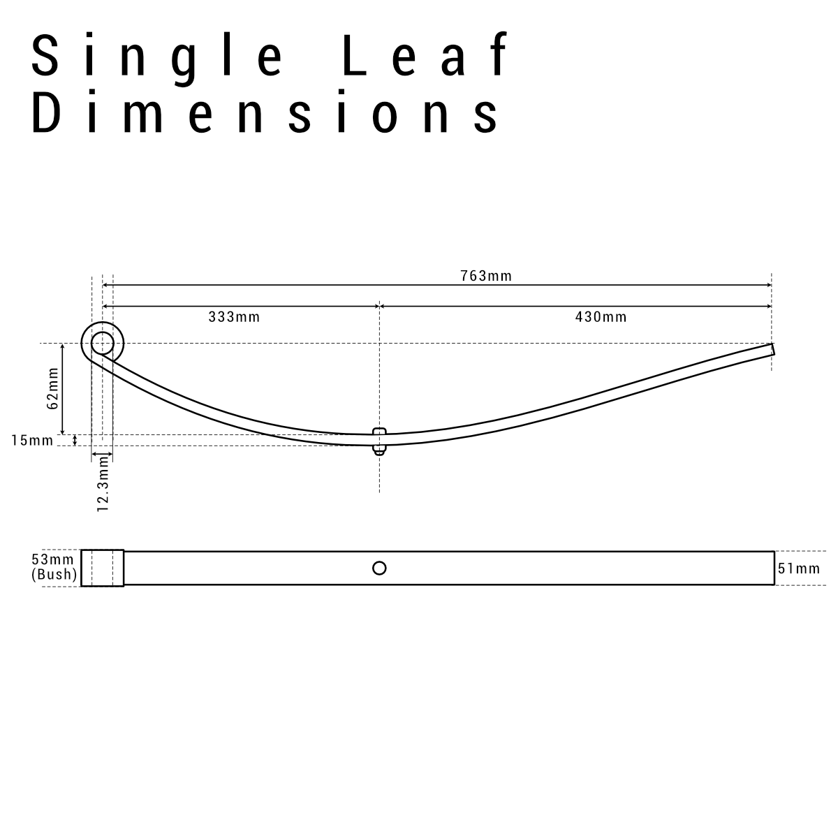 Trailer Parabolic Suspension Kit 800x50mm Single Leaf