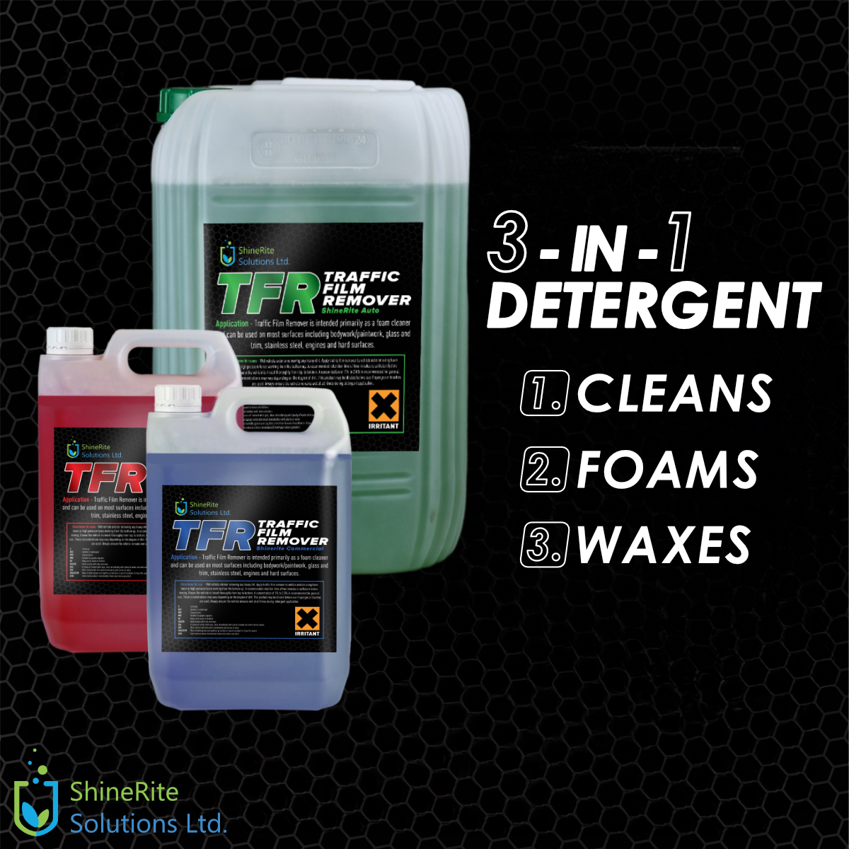 ShineRite Commerical TFR Traffic Film Remover Vehicle 3-in-1 Wash Foam Wax Concentrate Van & Lorry 5L