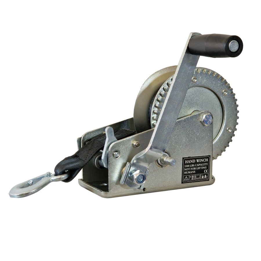 Hand Winch 3500lbs Load w/ 50mmx8m Strap - 2 Speed Heavy Duty Marine Winch Trailer Jet Ski