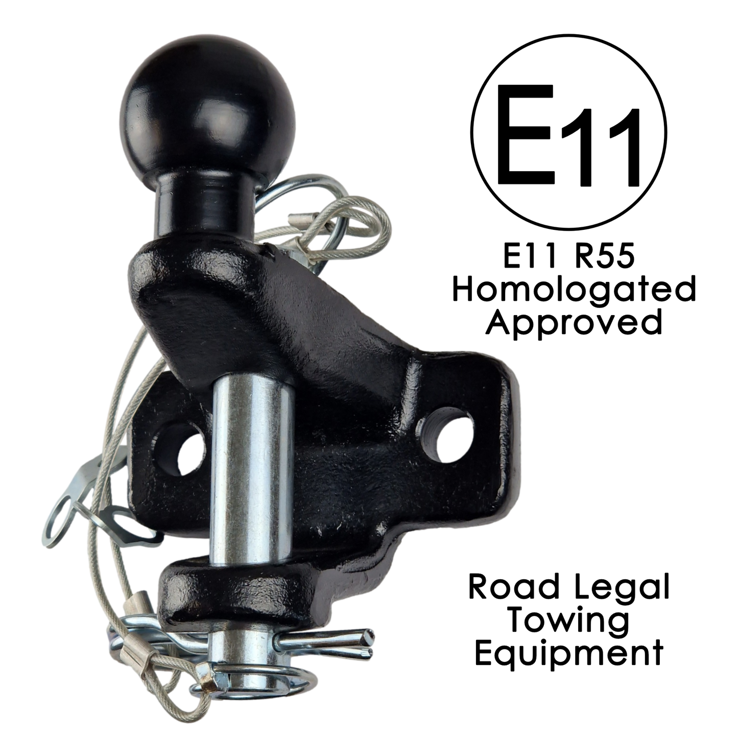 Tow Ball Hitch Mount 50mm Ball & 25mm Pin Coupling Heavy Duty Towing 3000kg E11 - Black