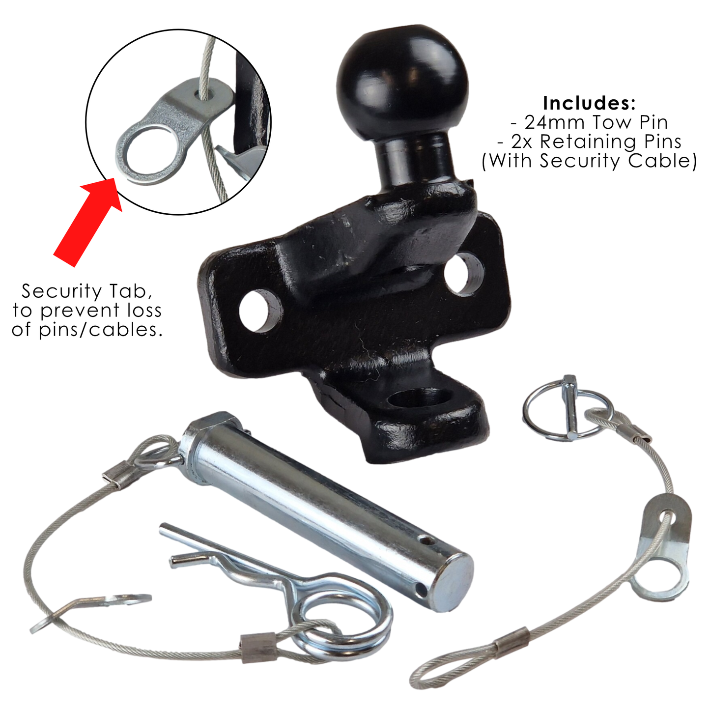 Tow Ball Hitch Mount 50mm Ball & 25mm Pin Coupling Heavy Duty Towing 3000kg E11 - Black