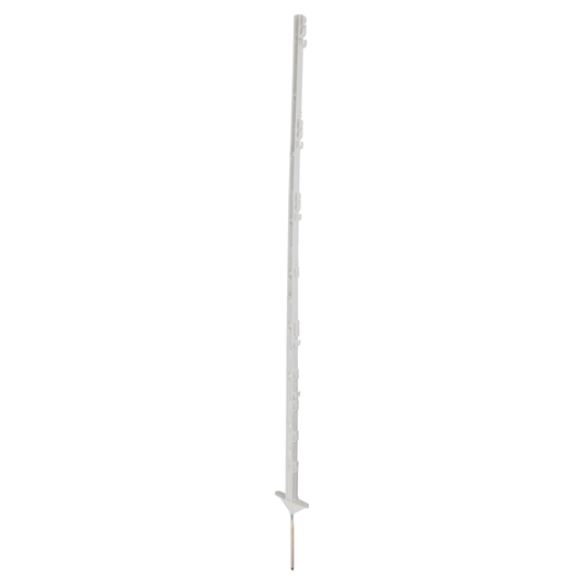 Doblit 156cm Poly Posts Heavy Duty Plastic Stake with 14 Insulators & Double Sided Step (White)