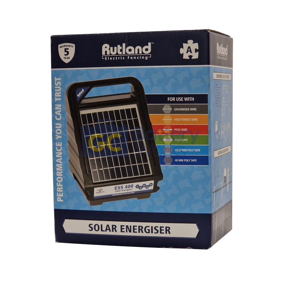 Rutland ESS400 Solar 0.43J 2km Electric Fence Energiser w/ 3w Panel