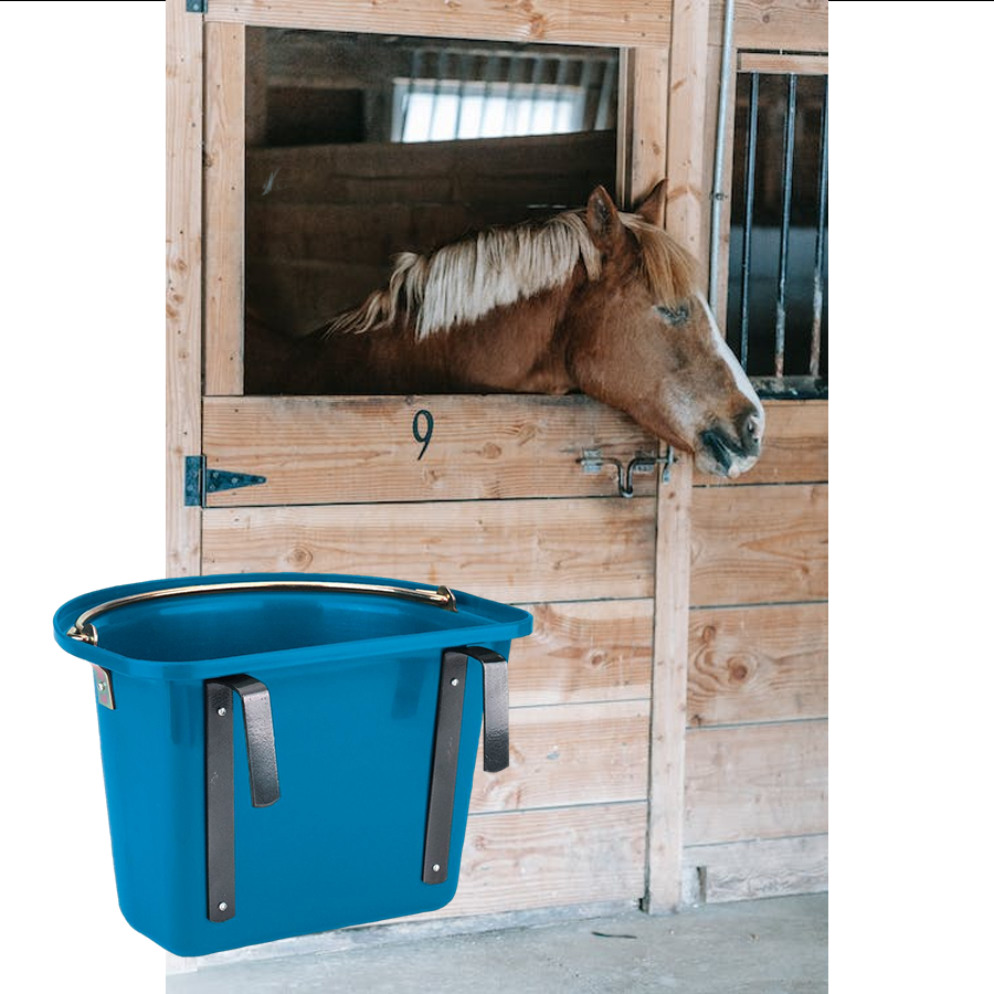 12L Feeding Manger with Gate Hanger Feed Bucket Equine Horse Stable Trough
