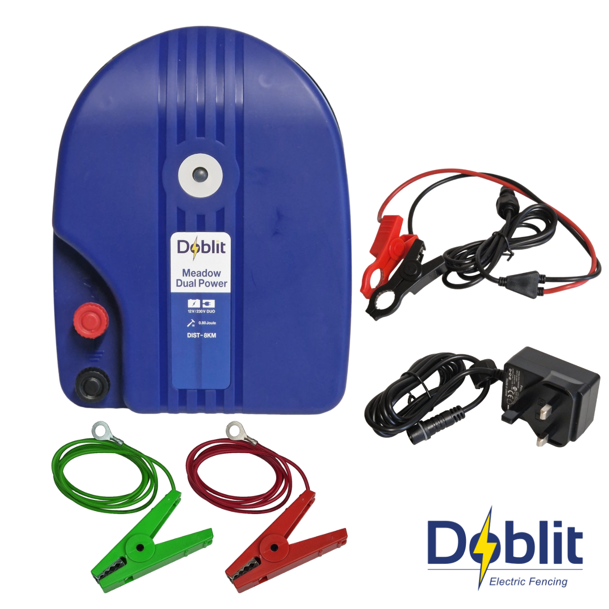 Doblit "Meadow" Dual Power Electric Fence Energiser 0.8J Up to 8km Mains & Battery Operated