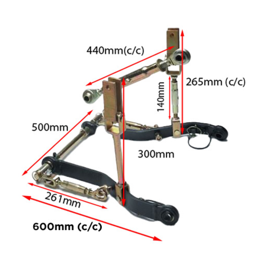 3 Point Linkage Compact Tractor Rear Cat 1 Full Size Kit - Fits Kubota B Series