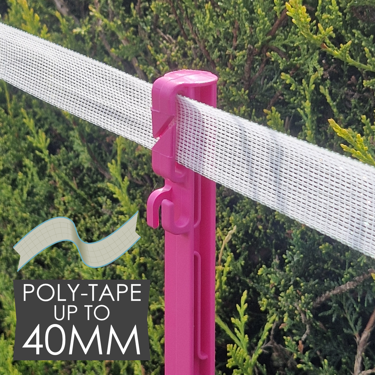 Doblit 156cm Poly Posts Heavy Duty Plastic Stake with 14 Insulators & Double Sided Step (Pink)