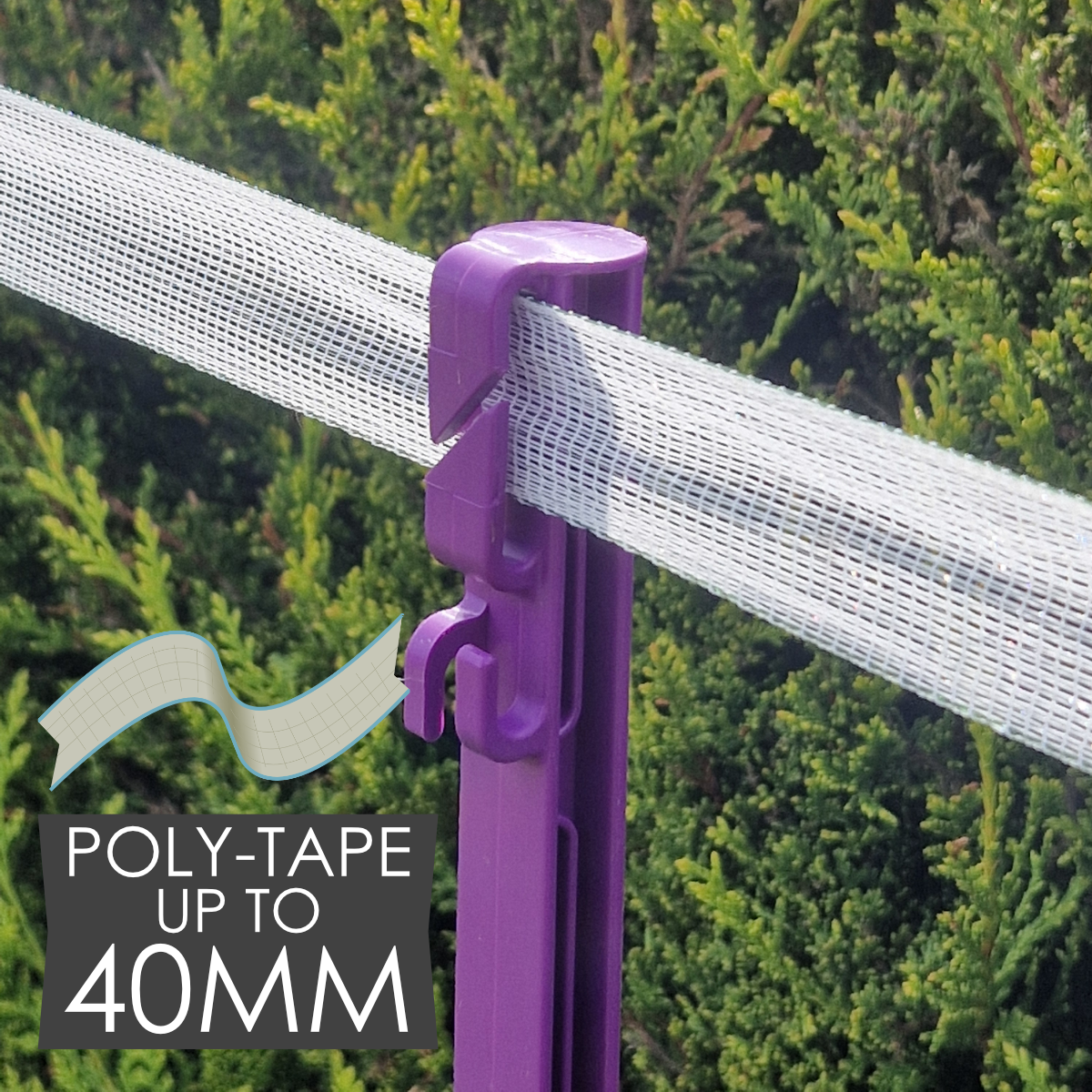 Doblit 156cm Poly Posts Heavy Duty Plastic Stake with 14 Insulators & Double Sided Step (Purple)