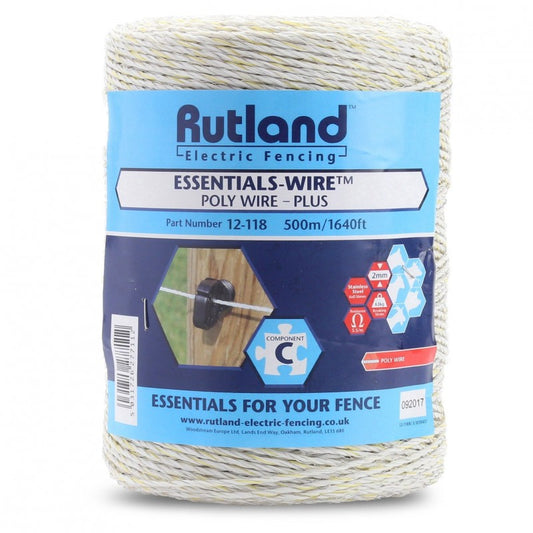 Rutland Essentials Poly Wire Electric Fence Wire 500m White