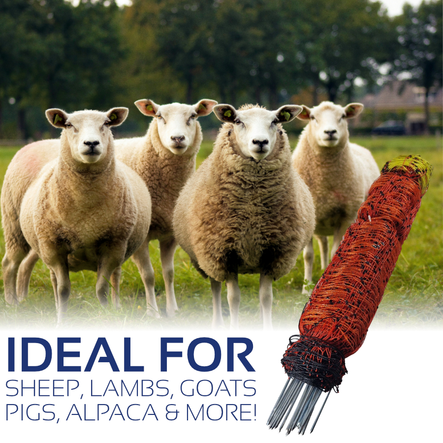 Sheep Net Kit 90cm Tall Net w/ Energiser Bundle for Lamb Sheep Goats