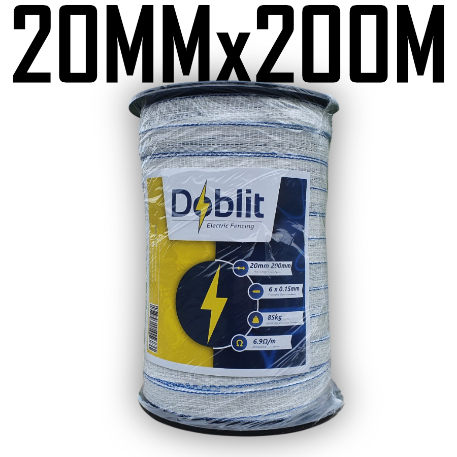 Doblit 20mm Poly Tape White 200m Roll