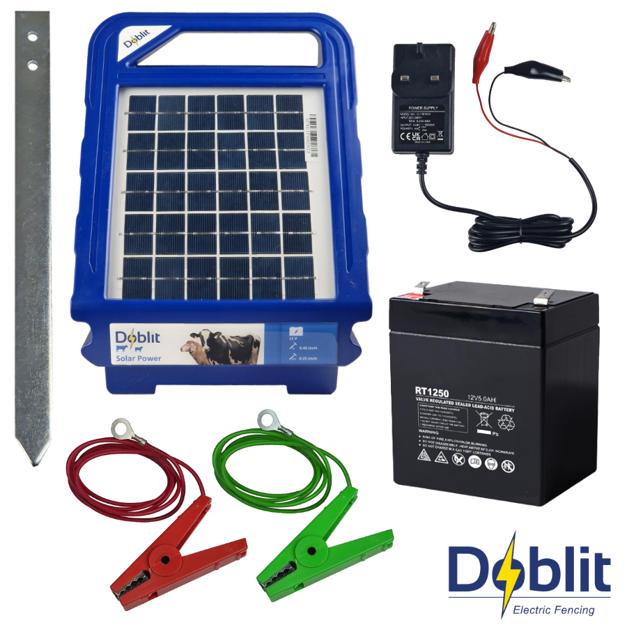 Doblit Solar Energiser 0.4J 2km Compact Solar Electric Fence Energiser - 5Year Warranty