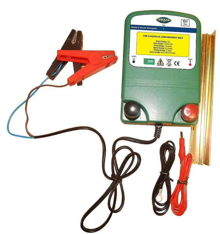 THOR 1.6J Electric Fence Energiser – 6V/12V Battery Powered for Livestock & Farm Use