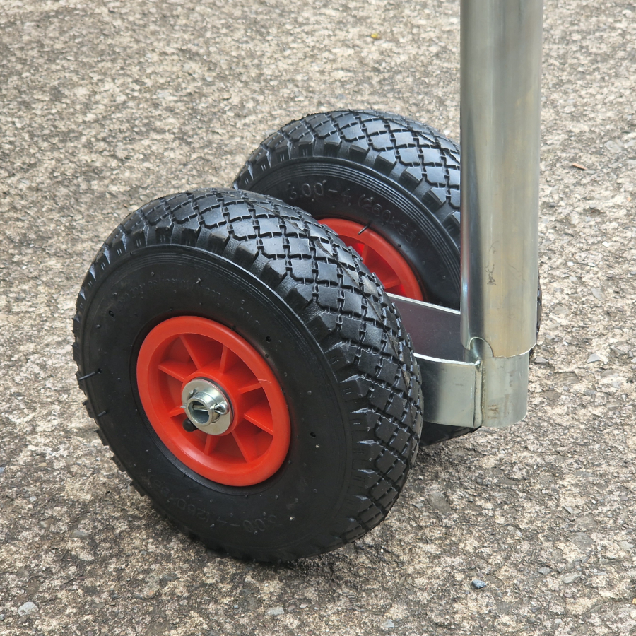 Jockey Wheel w/ Twin Balloon Tyre - Telescopic 48mm Tube Trailer Stand Max Load 200kg
