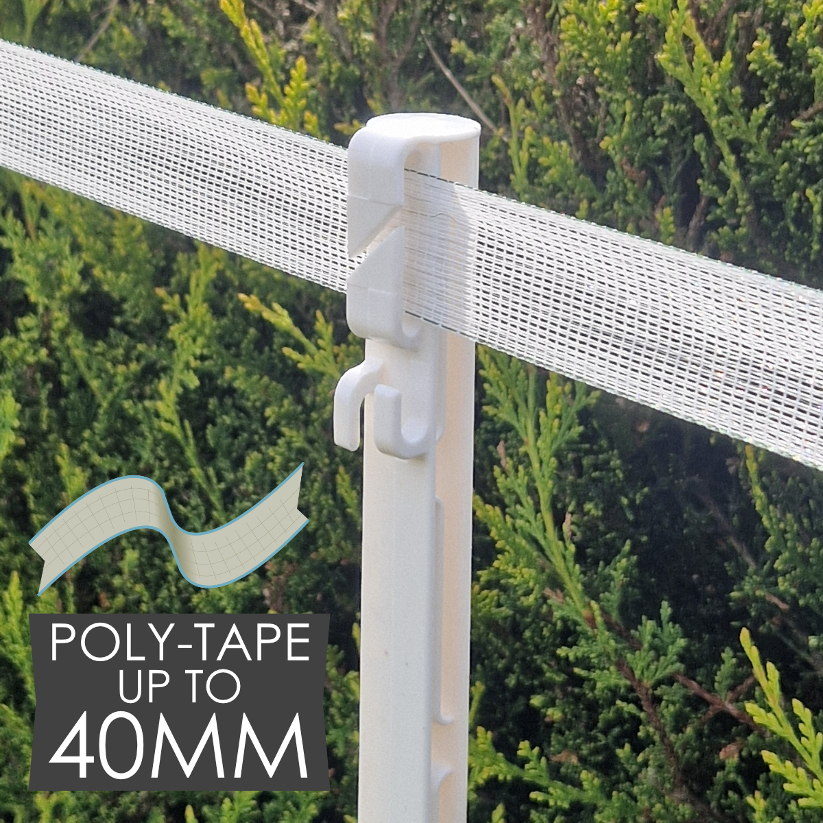 Doblit 156cm Poly Posts Heavy Duty Plastic Stake with 14 Insulators & Double Sided Step (White)