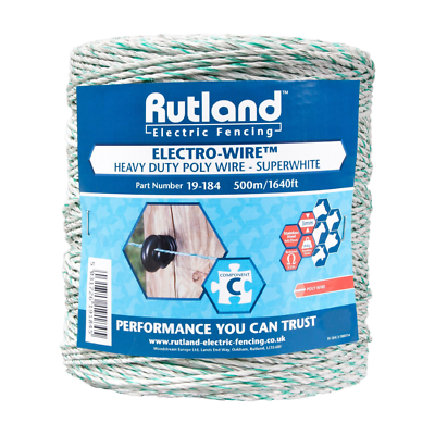 Rutland Electro-Wire Super White Heavy Duty Electric Fence Wire 500m White