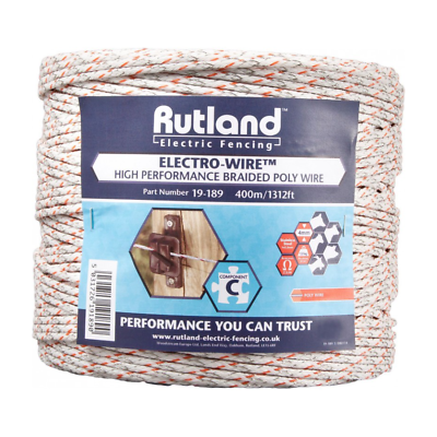 Rutland Electro Poly Wire High Performance Braid Electric Fence Wire 400m White