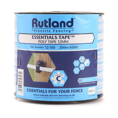 Rutland Essentials 12mm Poly Tape Electric Fence Tape 200m White