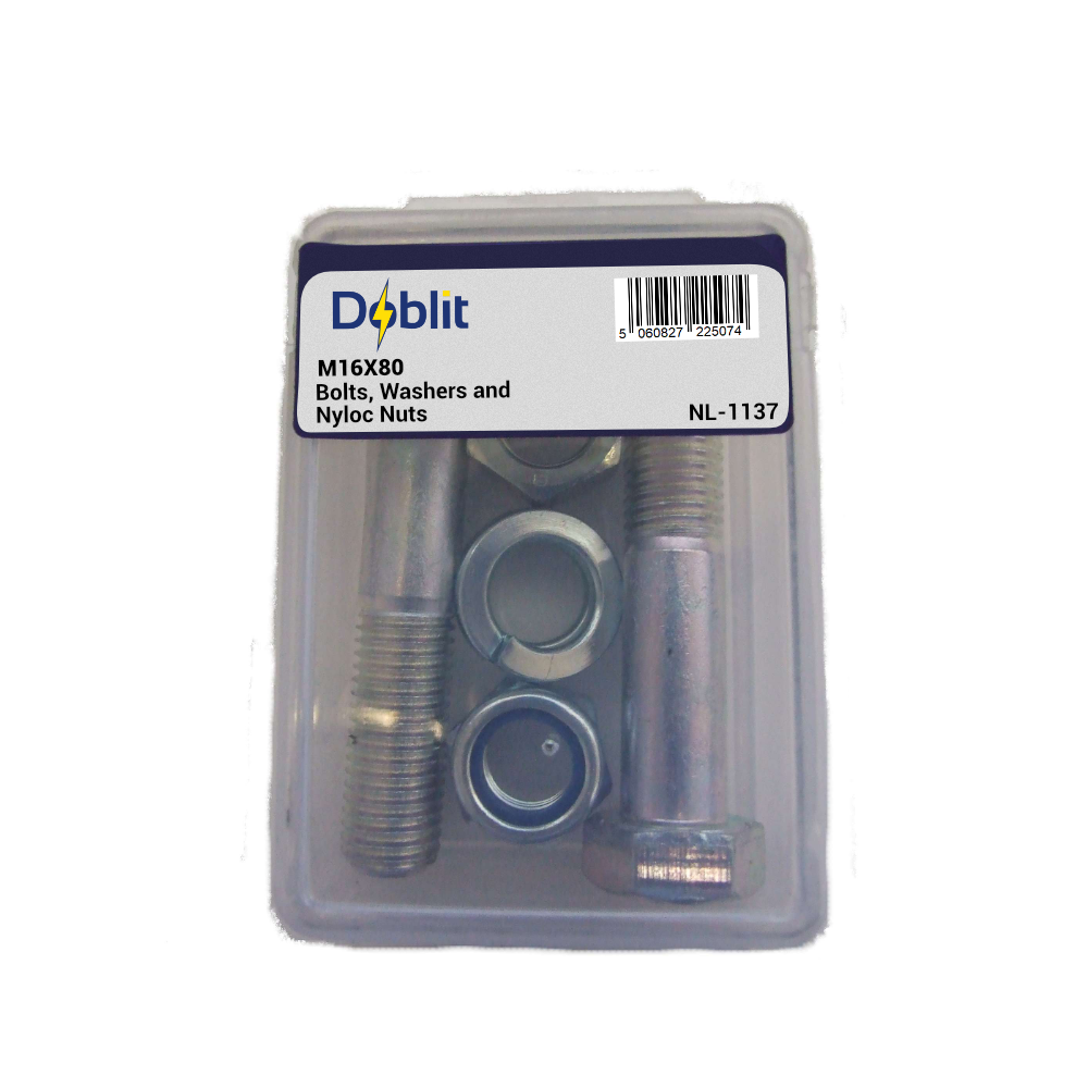 Tow Ball Hitch Bolt Kit M16x80 Hex Bolts - 10.9TS w/ Washers & Nyloc Nuts