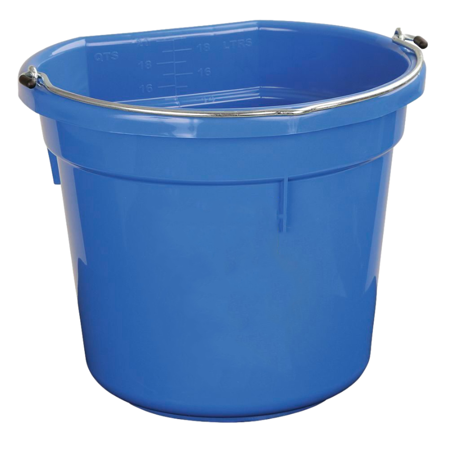 20L Flatback Bucket Large Plastic Pale w/ Steel Carry Handle