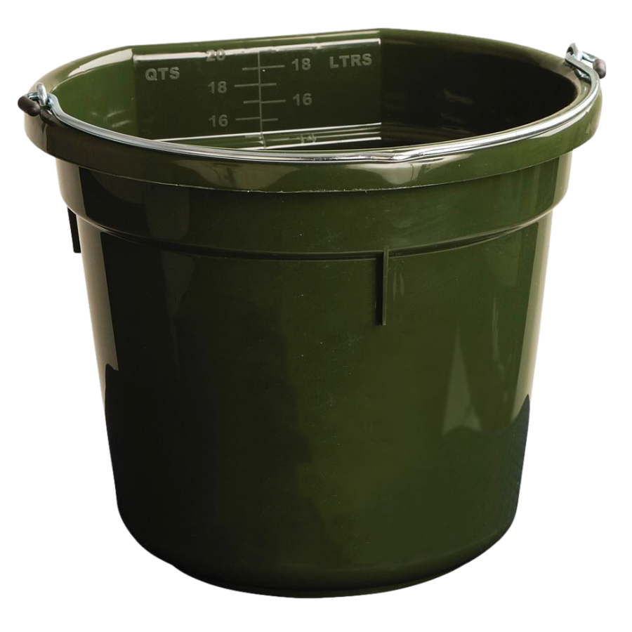 20L Flatback Bucket Large Plastic Pale w/ Steel Carry Handle