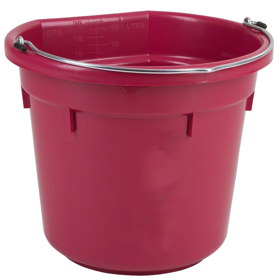 20L Flatback Bucket Large Plastic Pale w/ Steel Carry Handle
