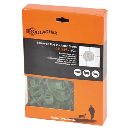Gallagher Screw insulator (screw-on rod insulator) (green, posts ø 8,5-13mm, pack of 20)