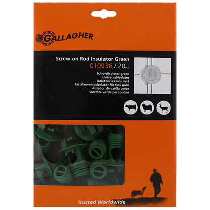 Gallagher Screw insulator (screw-on rod insulator) (green, posts ø 8,5-13mm, pack of 20)