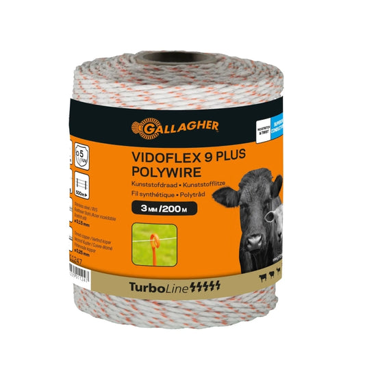 Gallagher Vidoflex 9 TurboLine Plus Electric Fence Poly Wire 200m