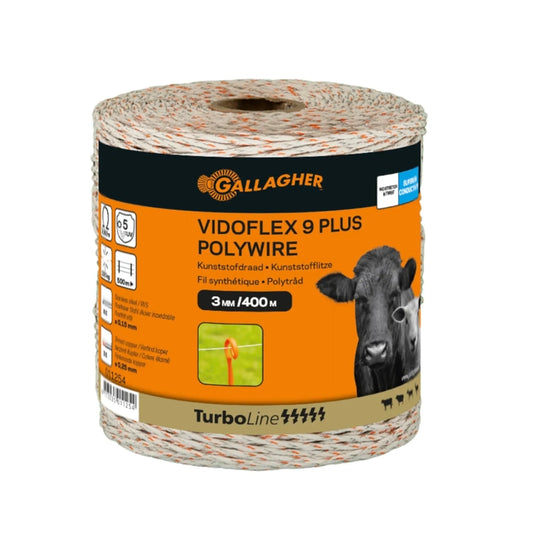 Gallagher Vidoflex 9 TurboLine Plus Electric Fence Poly Wire 400m