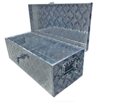 Toolbox Aluminum Checker Plate (760*330*240mm) with 2 Keys, Dual Handle, Top Opening