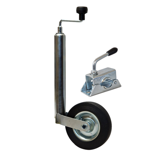 Jockey Wheel & Clamp - Telescopic 48mm Tube Trailer Stand Max Load 150kg