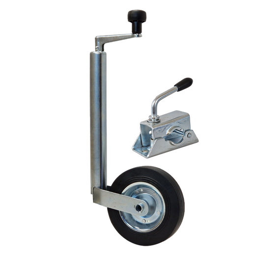 Jockey Wheel & Clamp - Telescopic 34mm Tube Trailer Stand Max Load 75kg