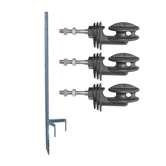 Galvanised Corner Post - 3 Row (120cm) w/ Poly Wire / Rope Insulators