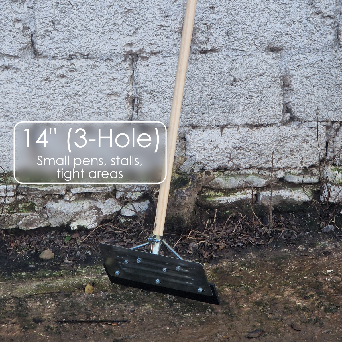 Yard Scraper Pusher Floor Squeegee Straight BZP Reinforced Rubber Blade 14-30"  (Shaft not included)