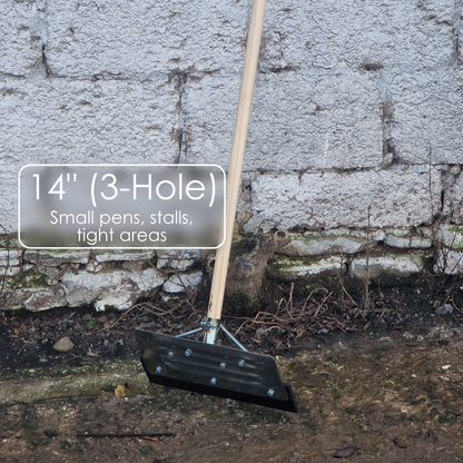 Yard Scraper Pusher Floor Squeegee Straight BZP Reinforced Rubber Blade 14-30"  (Shaft not included)