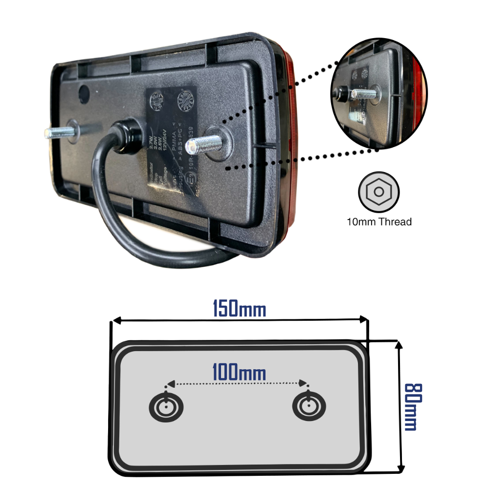 Lamp Rear Combination Light LED 12/24V 4 Function (Pair)