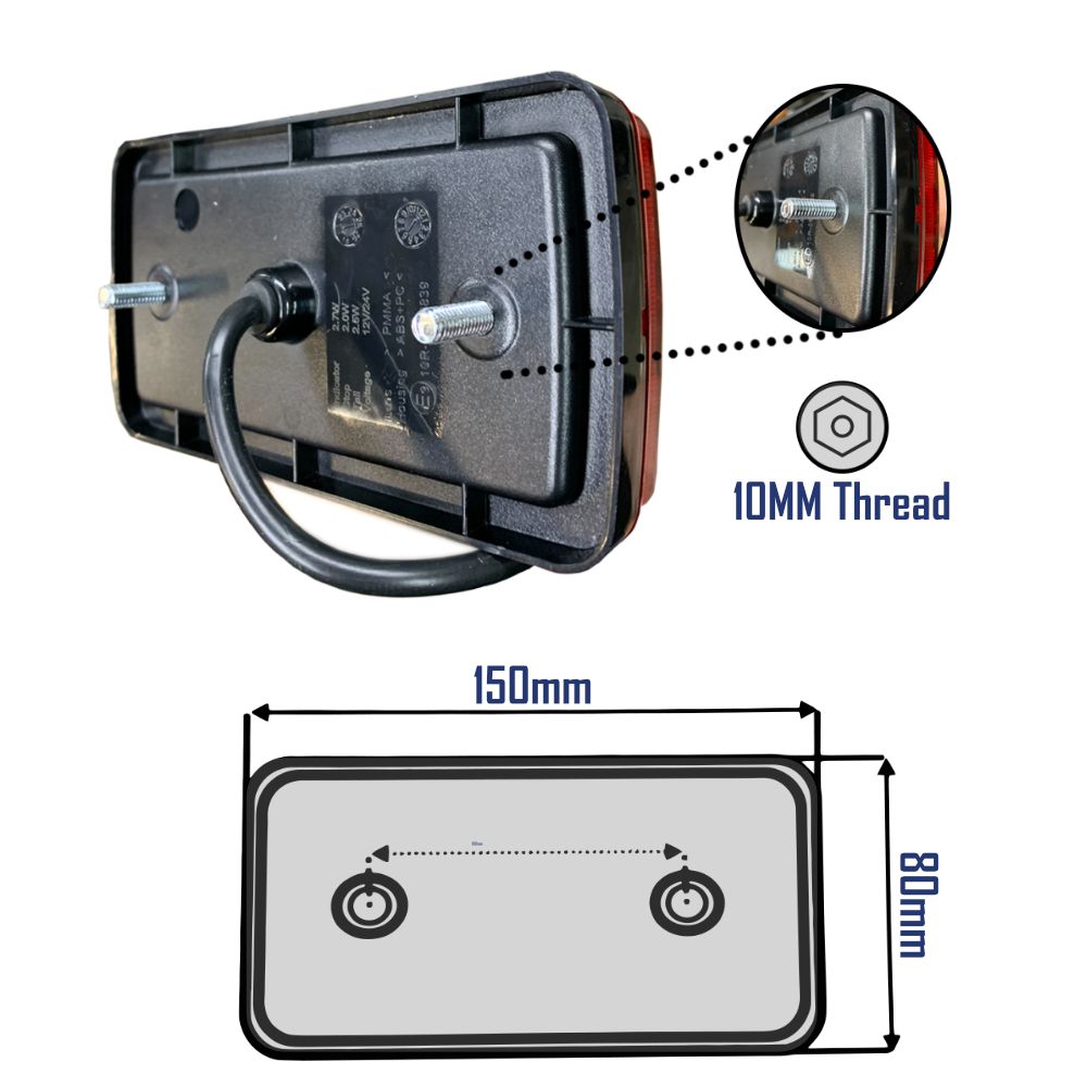 Lamp Rear Combination Light LED 12/24V 3 Function w/ Dynamic Indicator (Left/Right Hand Reversible)