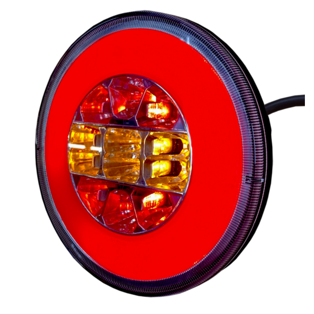 Lamp Rear Combination Light GLO TRAC Neon Style LED Round Hamburger 12/24V 3 Function 140mm