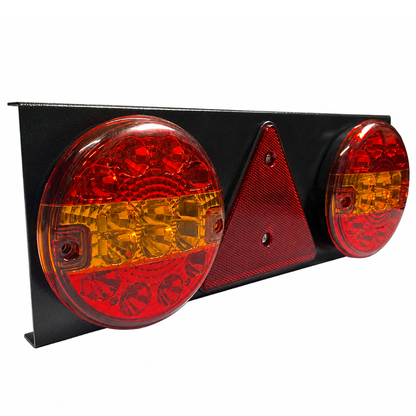 Lamp Rear Twin Combination Light LED Round Hamburger 10-30V 4 Function 140mm (With Backplate)