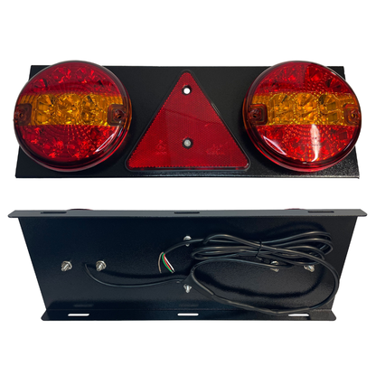 Lamp Rear Twin Combination Light LED Round Hamburger 10-30V 4 Function 140mm (With Backplate)