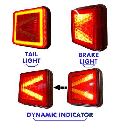Lamp Rear Combination Light Neon Style LED 10-30V 4 Function (Pair)