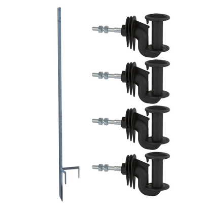 Galvanised Corner Post - 4 Row (165cm) w/ 40mm Tape Insulators