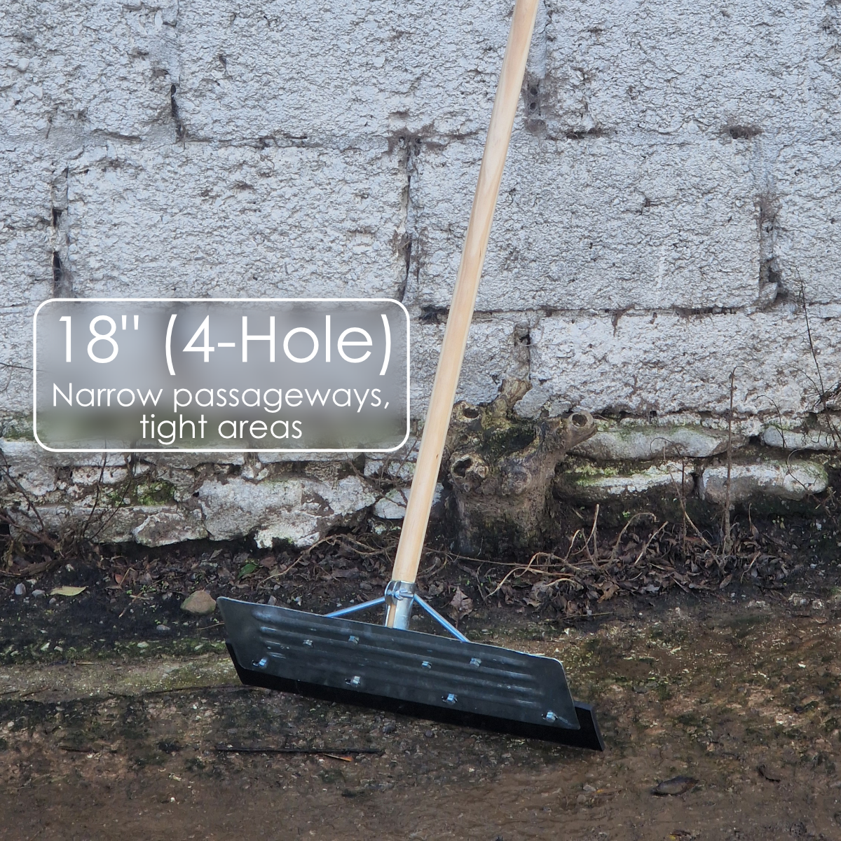 Yard Scraper Pusher Floor Squeegee Straight BZP Reinforced Rubber Blade 14-30"  (Shaft not included)