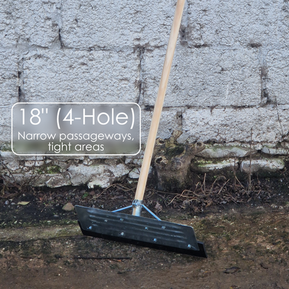 Yard Scraper Pusher Floor Squeegee Straight BZP Reinforced Rubber Blade 14-30"  (Shaft not included)