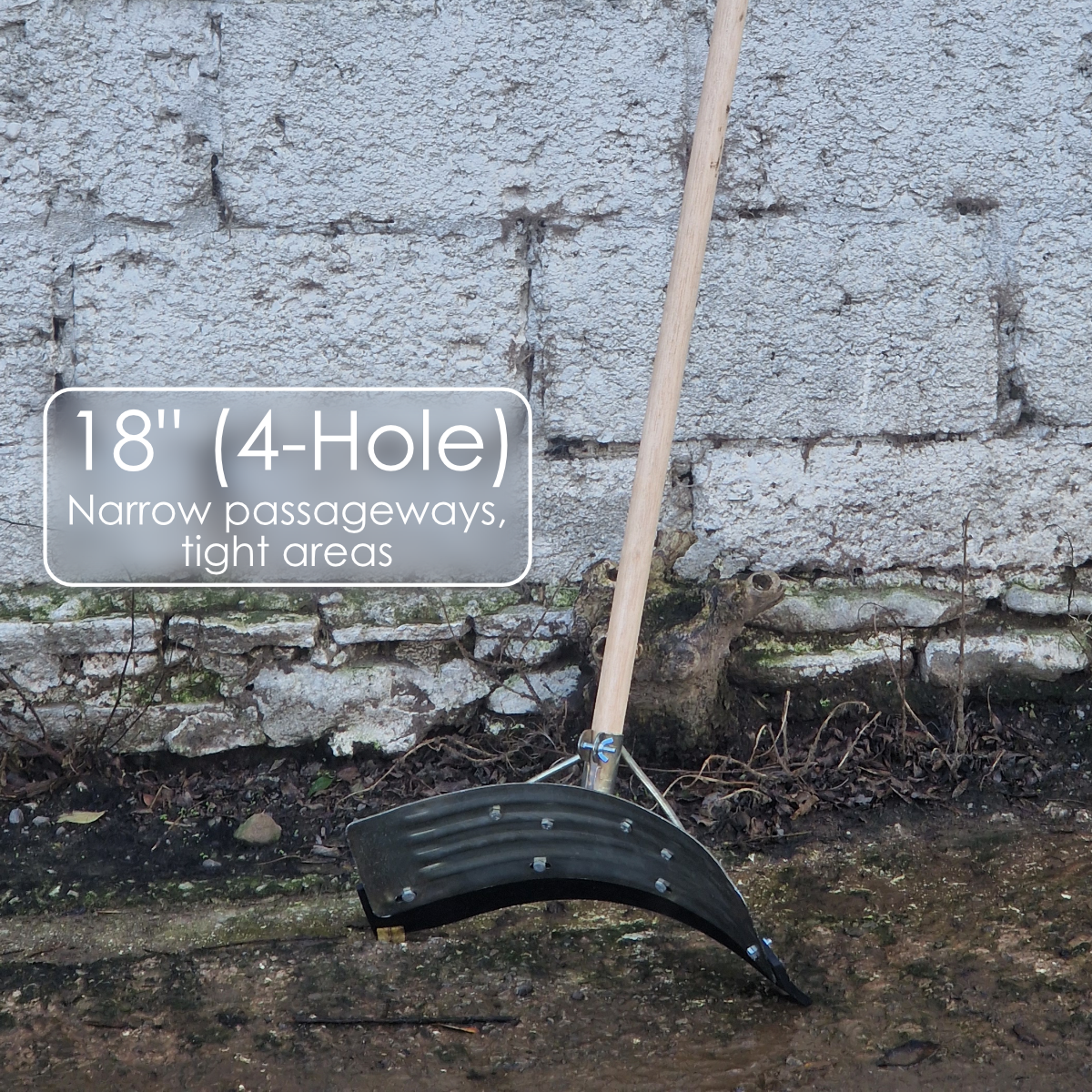 Yard Scraper Slurry Pusher Heavy Duty Metal Floor Squeegee Curved w/ Rubber Blade 18-34" (Shaft included)