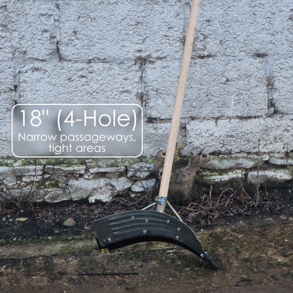 Yard Scraper Slurry Pusher Heavy Duty Metal Floor Squeegee Curved w/ Rubber Blade 18-34" (Shaft included)