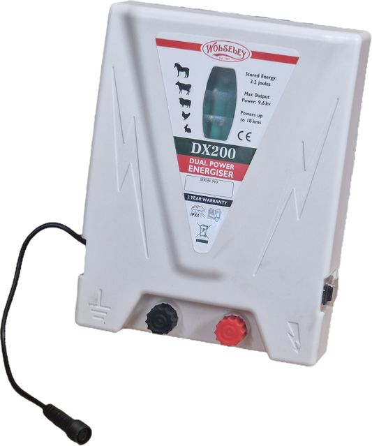 Wolseley DX200 Battery & Mains Electric Fence Energiser 3.2J - Powers up to 18km